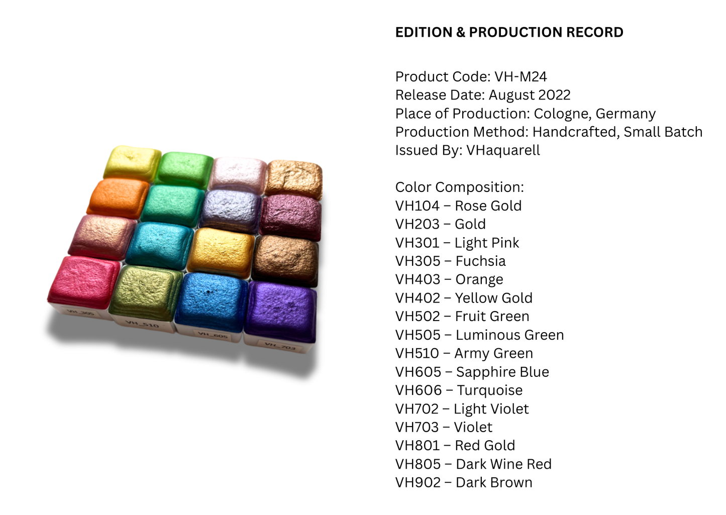 Watercolor Paints – Metallic Edition (16 colors without box) M24